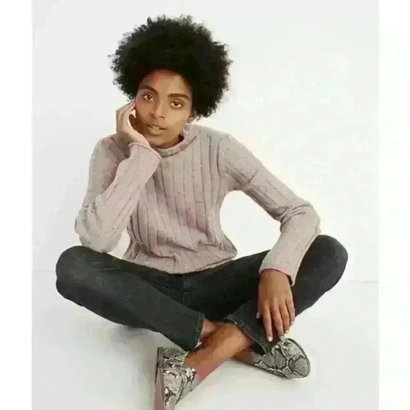 Madewell PINKISH BEIGE Donegal Evercrest Turtleneck Sweater Women's Small - Picture 6 of 12